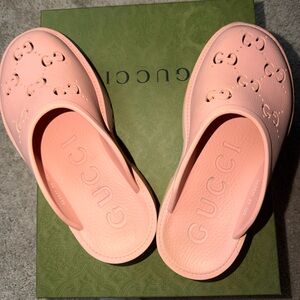 Gucci Pink Rubber Slides